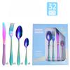 Stainless Steel Tableware 32-Piece Set Water Cube Four Main Pieces Steak Knife, Fork and Spoon