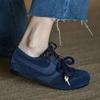 Women's Frosted Cowhide Blue German Trainer Fashion Casual Shoes - Autumn 2025 Genuine Leather.