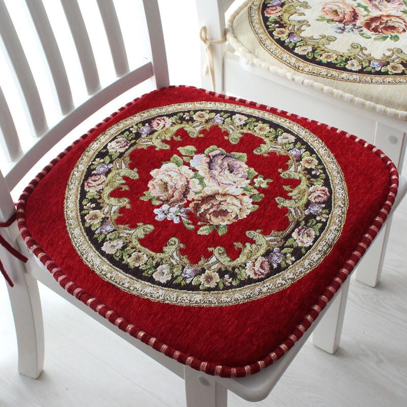 Chenille Non Slip Chair Cushion With Floral Pattern For Home Dining And Office