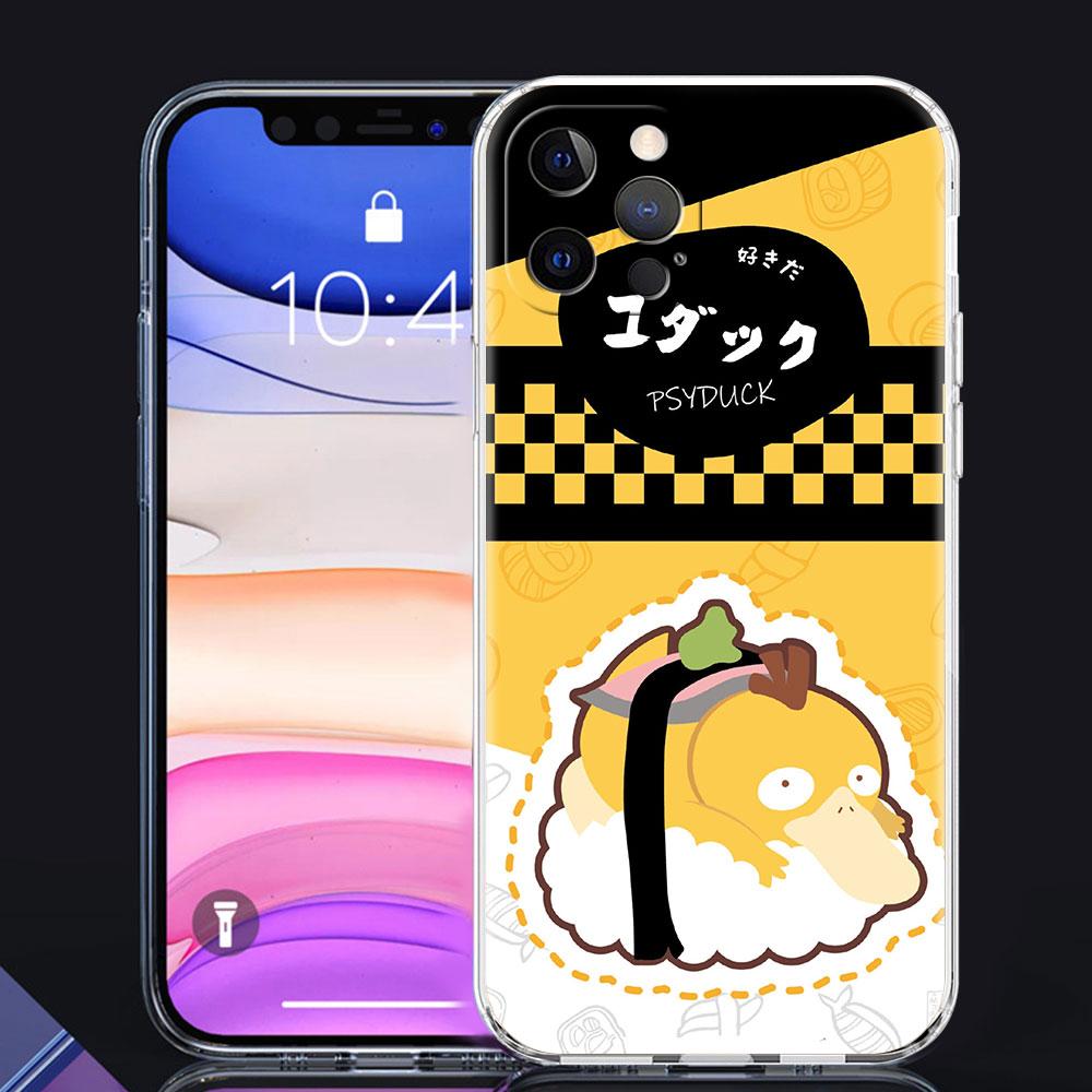 Custodia in TPU Per Apple iPhone 13 Pro Max 11 12 Mini X XS XR SE 2020 2022 7 8 Plus 6 6S Trasparente Morbida Copertura Telefono Cartone Animato Pokemon Sushi