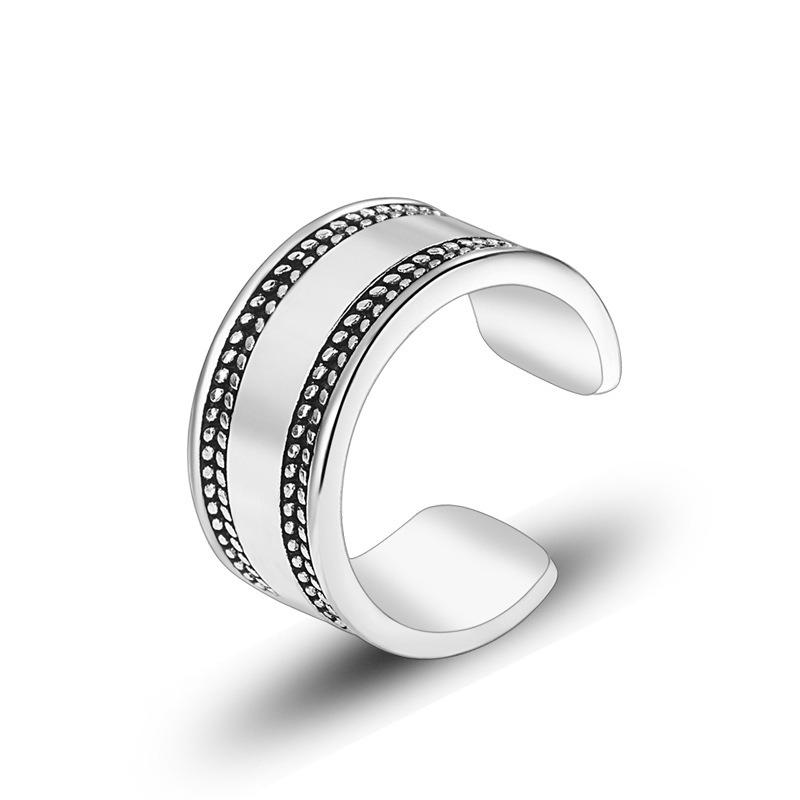 

1 шт. Европейское и американское гладкое кольцо, ретро этническое кольцо, ретро винтажное антикварное кольцо opening adjustable серебряный