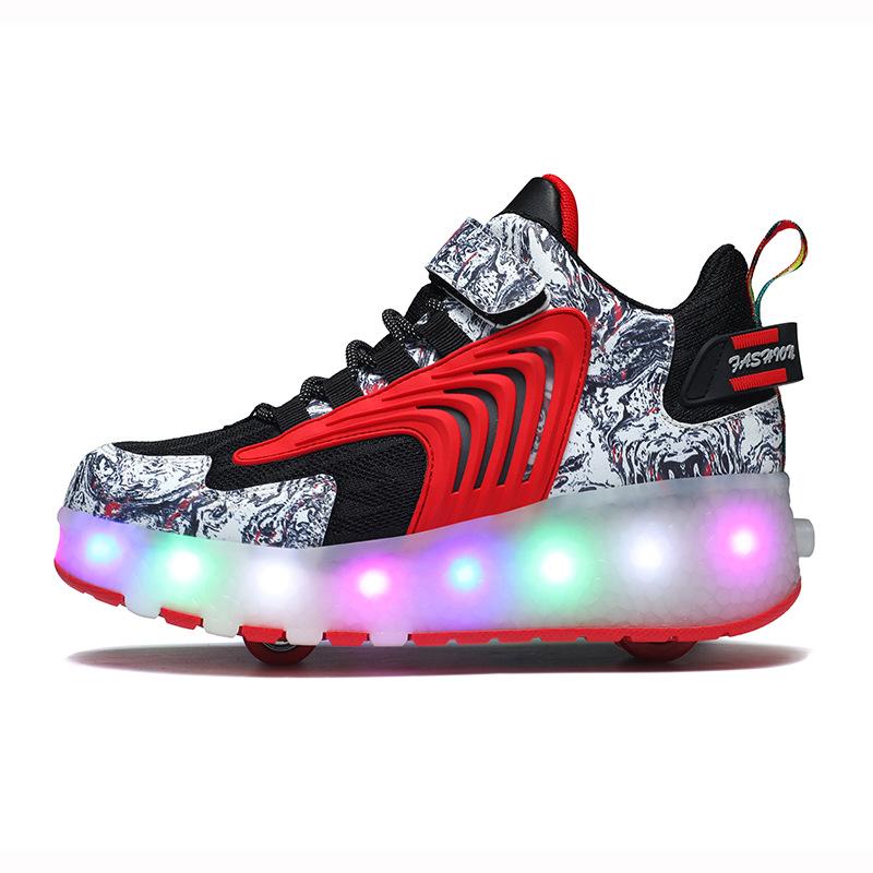 Men's and Women's Four-wheel Runaway Shoes, Primary and Secondary School Students, Pulley Shoes, LED Luminous Lights