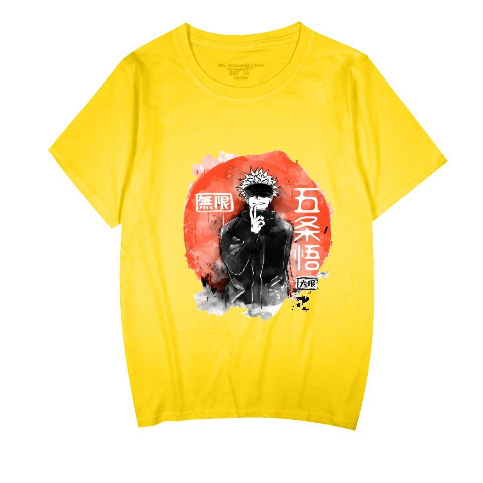 

Jujutsu Kaisen Anime T-Shirts CARTOON Printed Shirts Casual Short Sleeve Tee Tops for Men Women XXS жовтий
