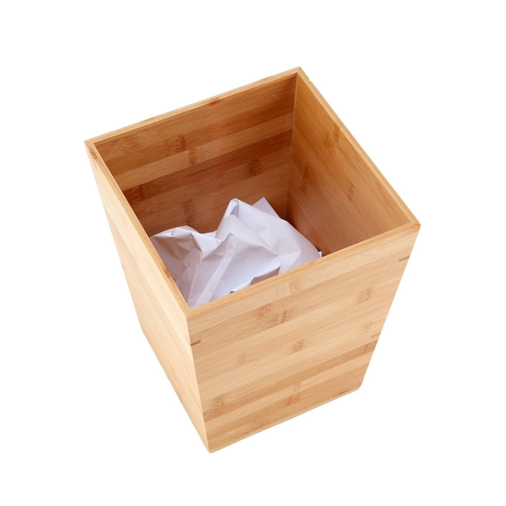 Bambus Badezimmer Abfalleimer Umweltfreundlicher Kompakter Mülleimer Offenes Oberteil Design Moderner Abfalleimer Innenbereich Holz Organizer