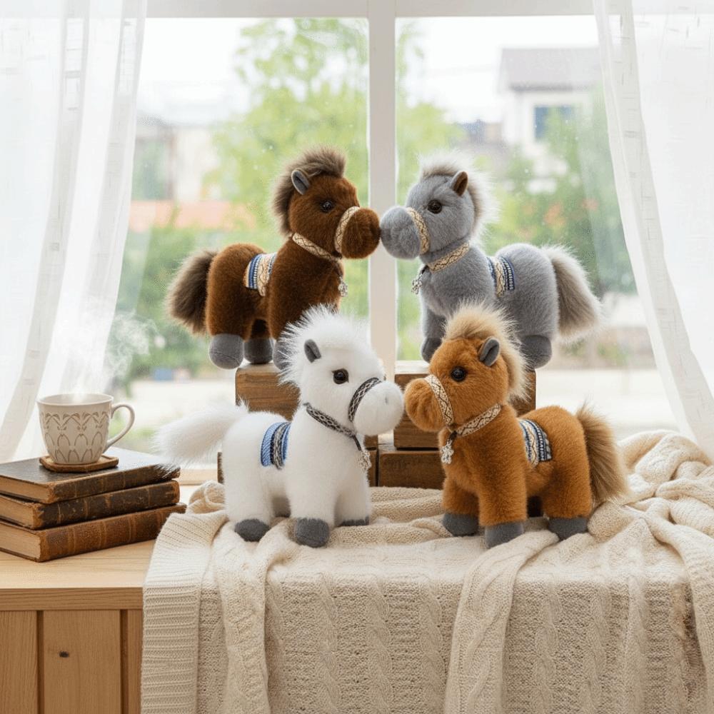 Cartoon New Year Mascot Soft Lifelike Details Plush Doll Horse Plush Toys  Birthday Gifts