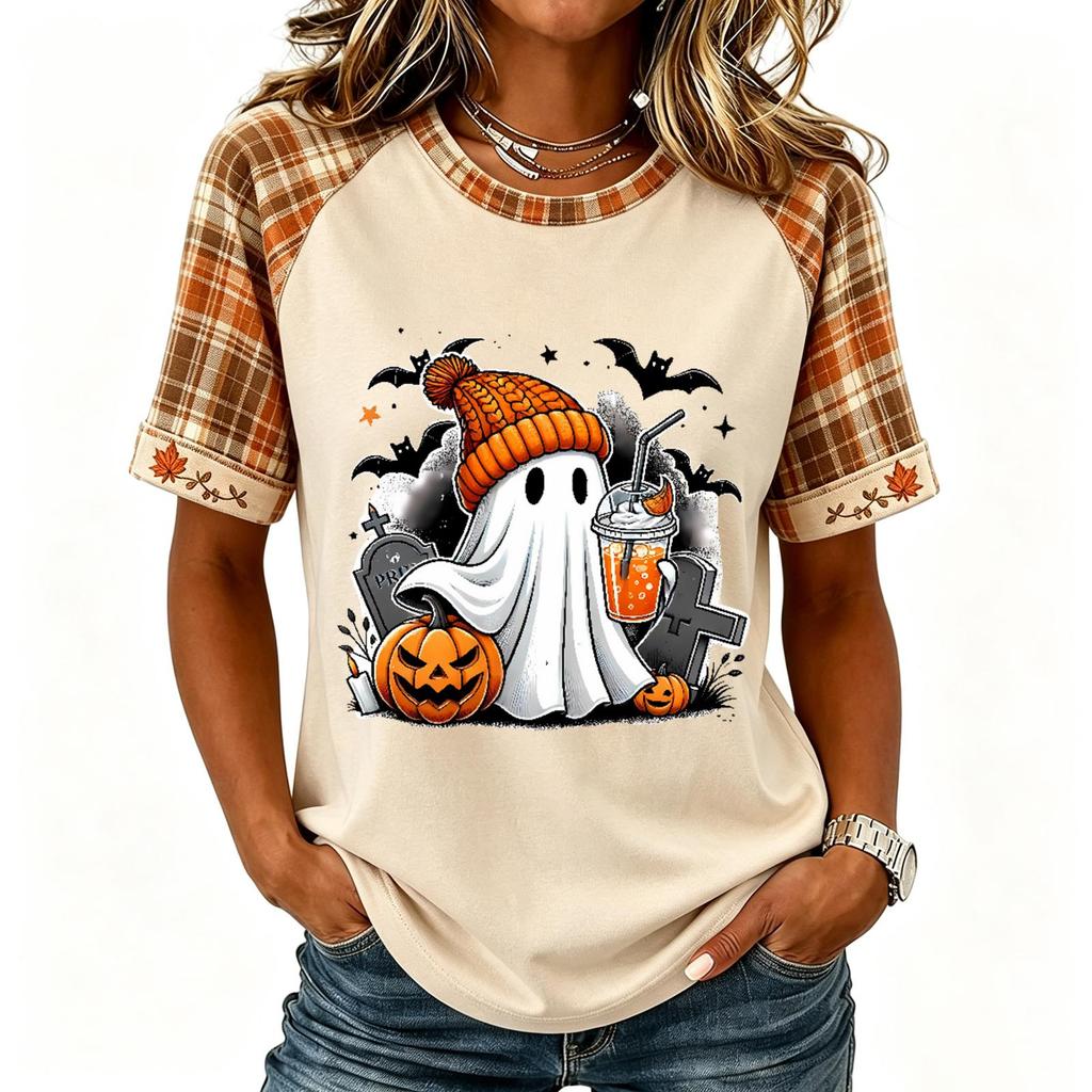 Women's Short Sleeve Raglan T-Shirt Round Neck Letter Print Casual Tee