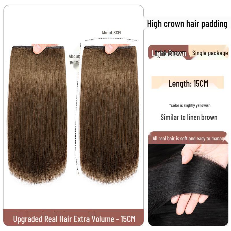 Extensão de Cabelo Feminina: Realçador de Volume Fofo, Almofada Invisível Sem Costura de Cabelo Natural para o Topo das Raízes