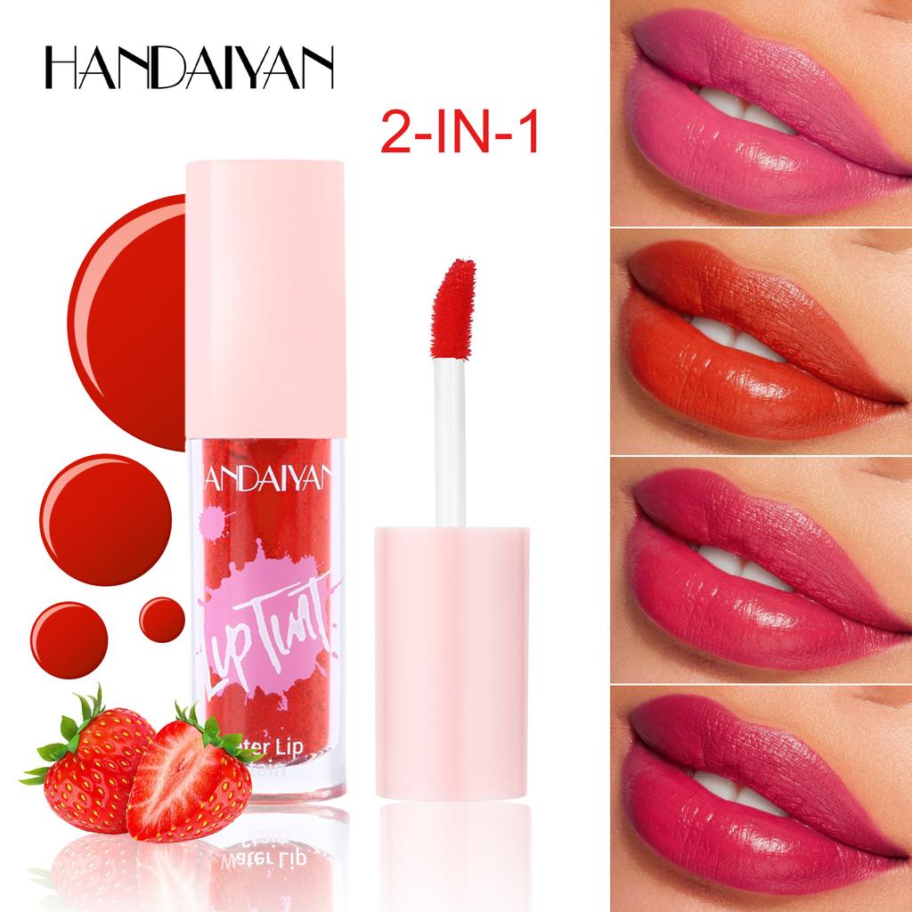 HANDAIYAN 2 in 1 Lippen-Tint Flüssig Lang anhaltend Feuchtigkeitsspendender Lipgloss Nicht verblassend 6 Farben Matt Lippenstift