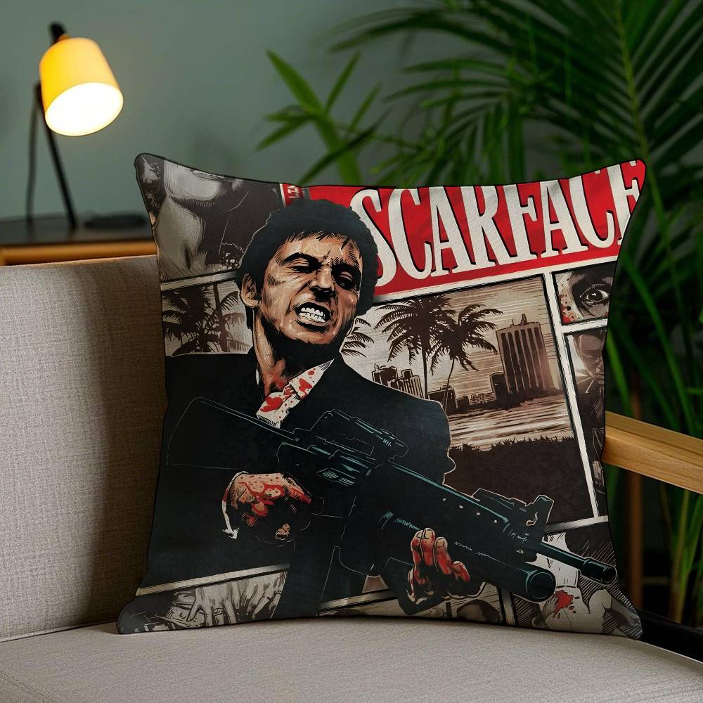 Hot Classic Movie Scarface-S Pillow Case Anti-dustmite Pillowcase Invisible Zipper Silky Short Plush Sofa Cushion Cover