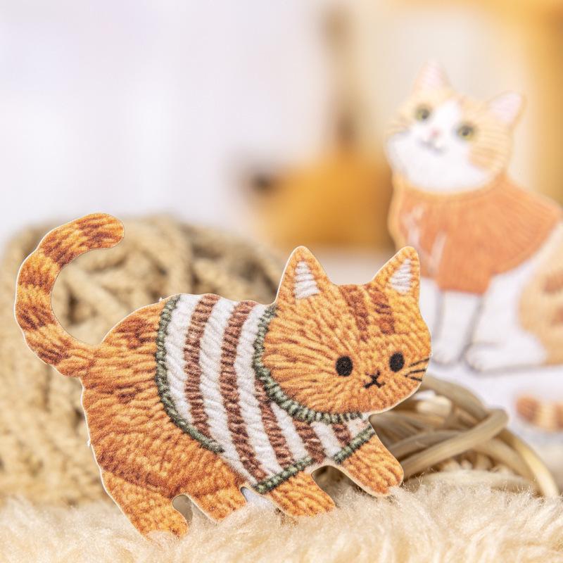 Ketchup Girl Velvet Embroidery Pet Stickers: 6 Style Cute Animal Designs for Journals