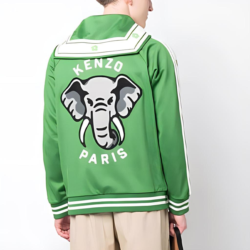 Kenzo Elephant Printed Zipped Hoodie FD55SW4654IE-57