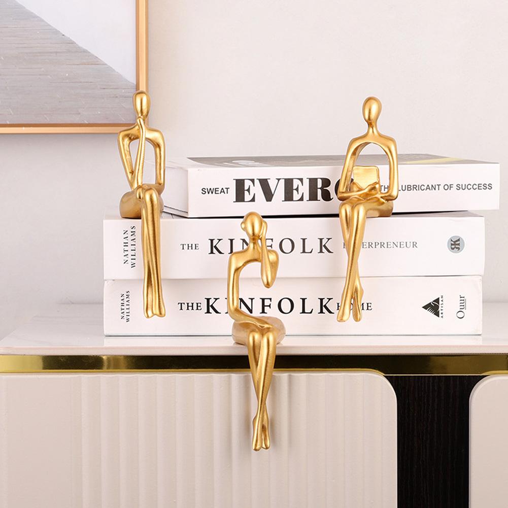 3pcs Abstract Thinker Statue Sculpture Resin Crafts Home Decoration Accessories For Living Room Bedroom