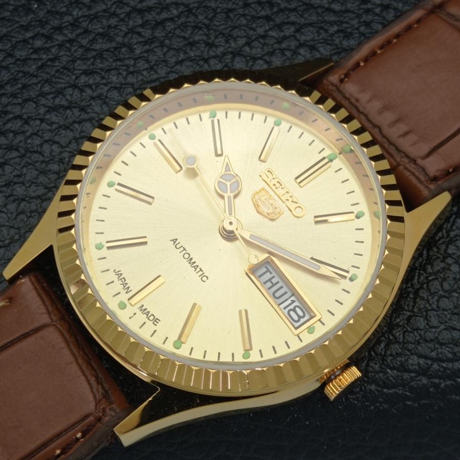 REACONDICIONADO VINTAGE SEIKO 5 AUTOMÁTICO 6309A JAPÓN PARA HOMBRE ESFERA DORADA RELOJ a425918-2