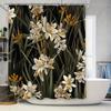 White Flower Bath Shower Curtain Waterproof Fabric Decoration for Bathroom Decorations 180x240cm (6ft X 8ft) Wall Hanging with H
