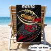 1PC Custom Name Beach Towel Kansas Chiefs Fan Gear Beach Towel, Suitable for Camping, Travel, Beach Accessories, Super Absorbent, Family Gift