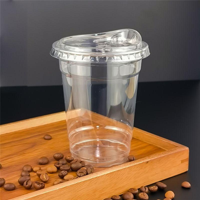 M-Modern-Plastic Cup With Direct Drinking Lid Clear Disposable Cup Tasting