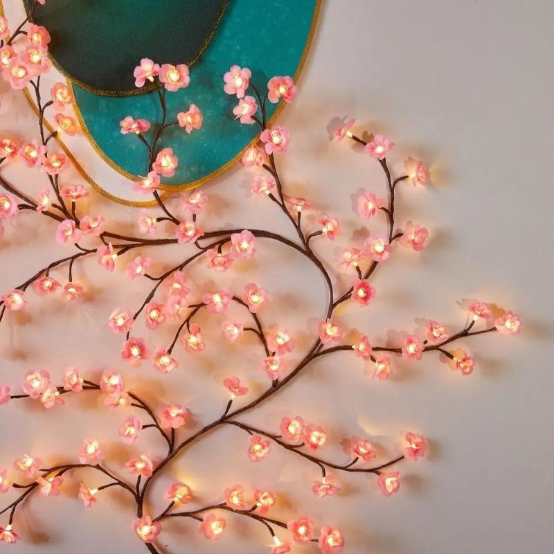 Fall Maple Leaf Vine Lights 48 Warm White USB Bendable Artificial Autumn Garland For Wall Bedroom Thanksgiving Home Decor