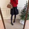 2025 Winter High-Waisted Woolen A-line Umbrella Skirt with Sequins: Slimming Mid-Length Women's Skirt