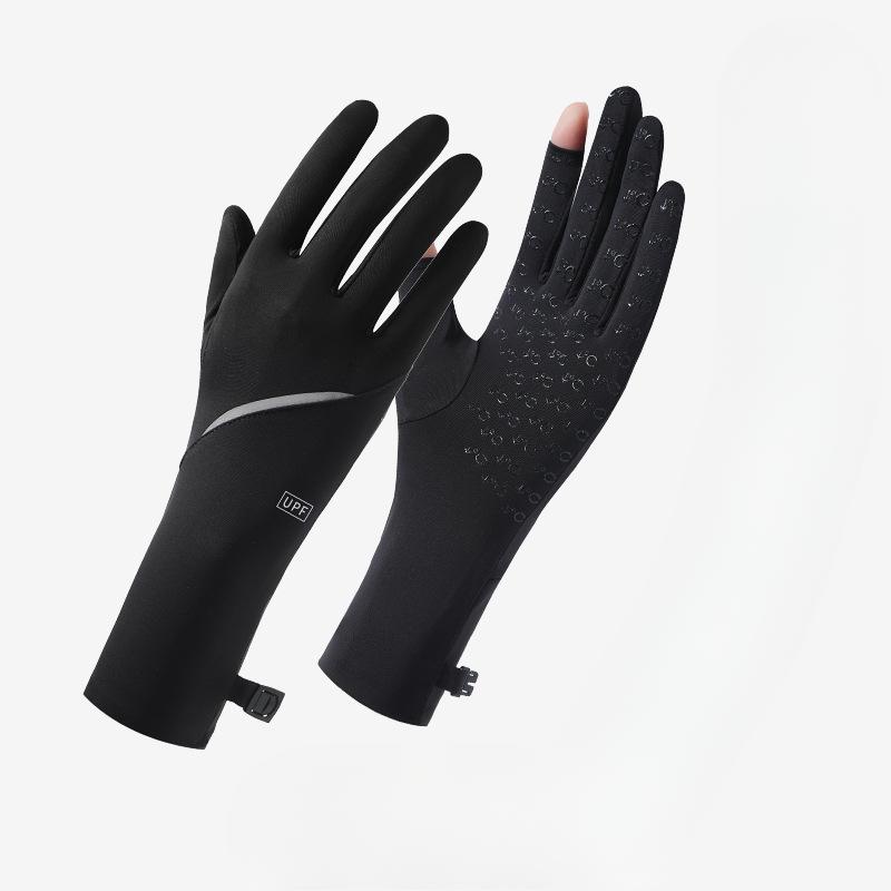 Summer Extended Sun Protection Gloves for Women's Outdoor Medium To Long Cool Feeling Exposed Finger UV Protection Cycling Gloves