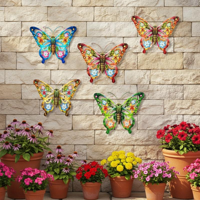New Large Cutout Metal Butterfly Wall Art, Rust-Proof Outdoor Metal Sculpture For Garden Fence Patio Yard - Unique Gift