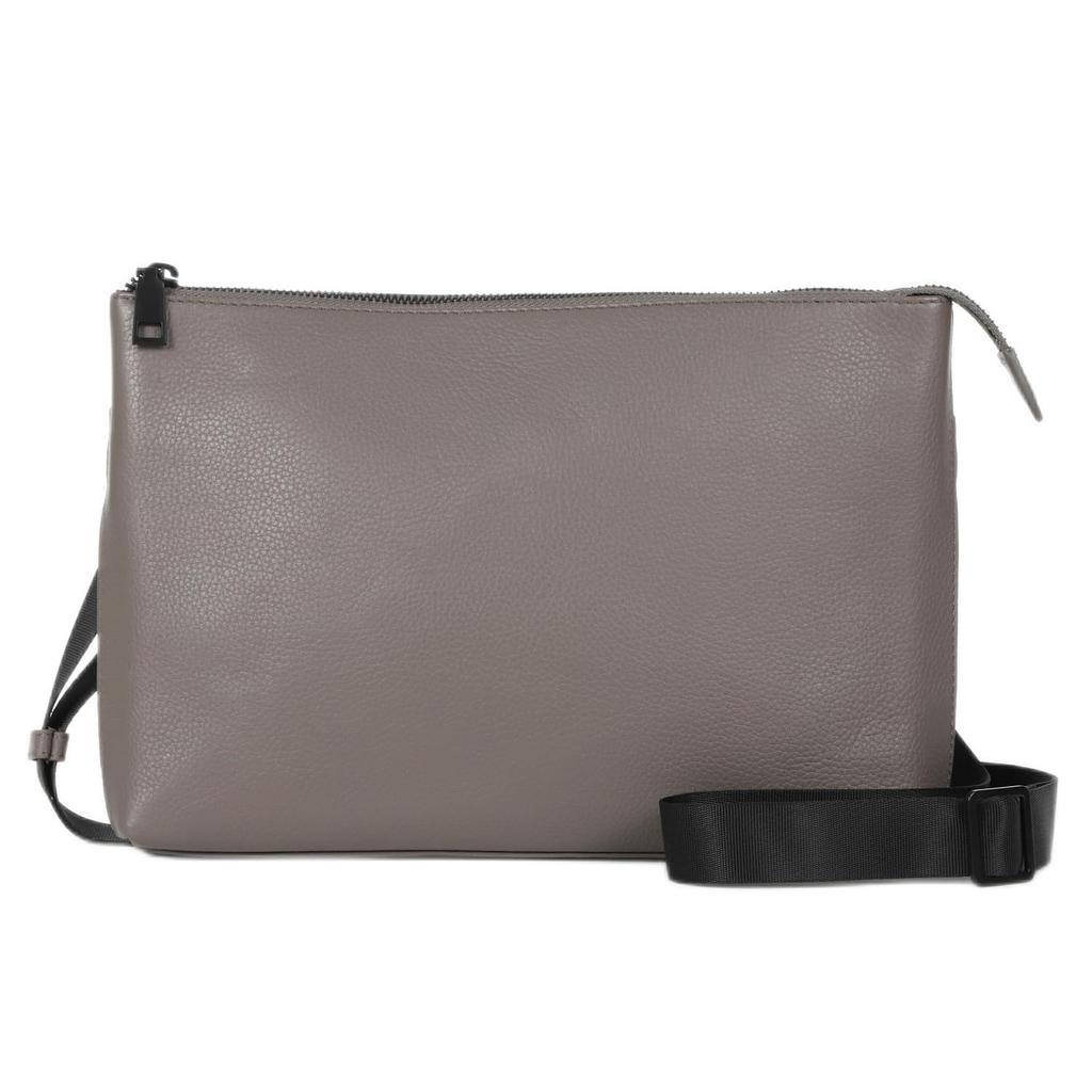 Sacoche Shoulder Bag for Genuine Grey [Mura] Men, Leather, Anti-skimming, Slim,