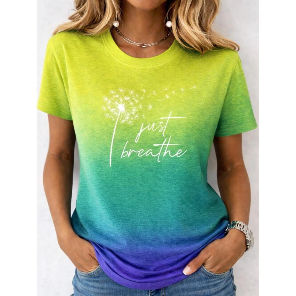 Fashion Women Retro Creative Dandelion English Print T Shirt Funny Casual O-neck Short Sleeves T-shirt Summer Female Tee Shirt