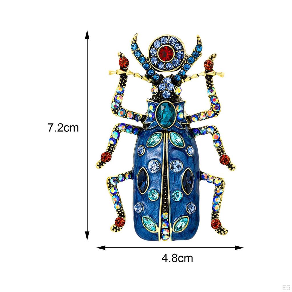 Rhinestone Beetle Brooches Cute Shine Pins for Weddings Suit Clothes Orange