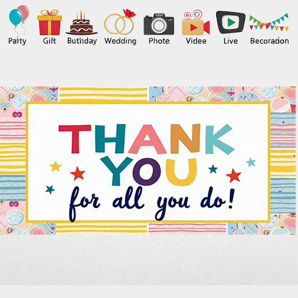 Thank You Banner High-quality Material Recognition Banner Colorful Design Thank You Sign for Team Building Office Decoration
