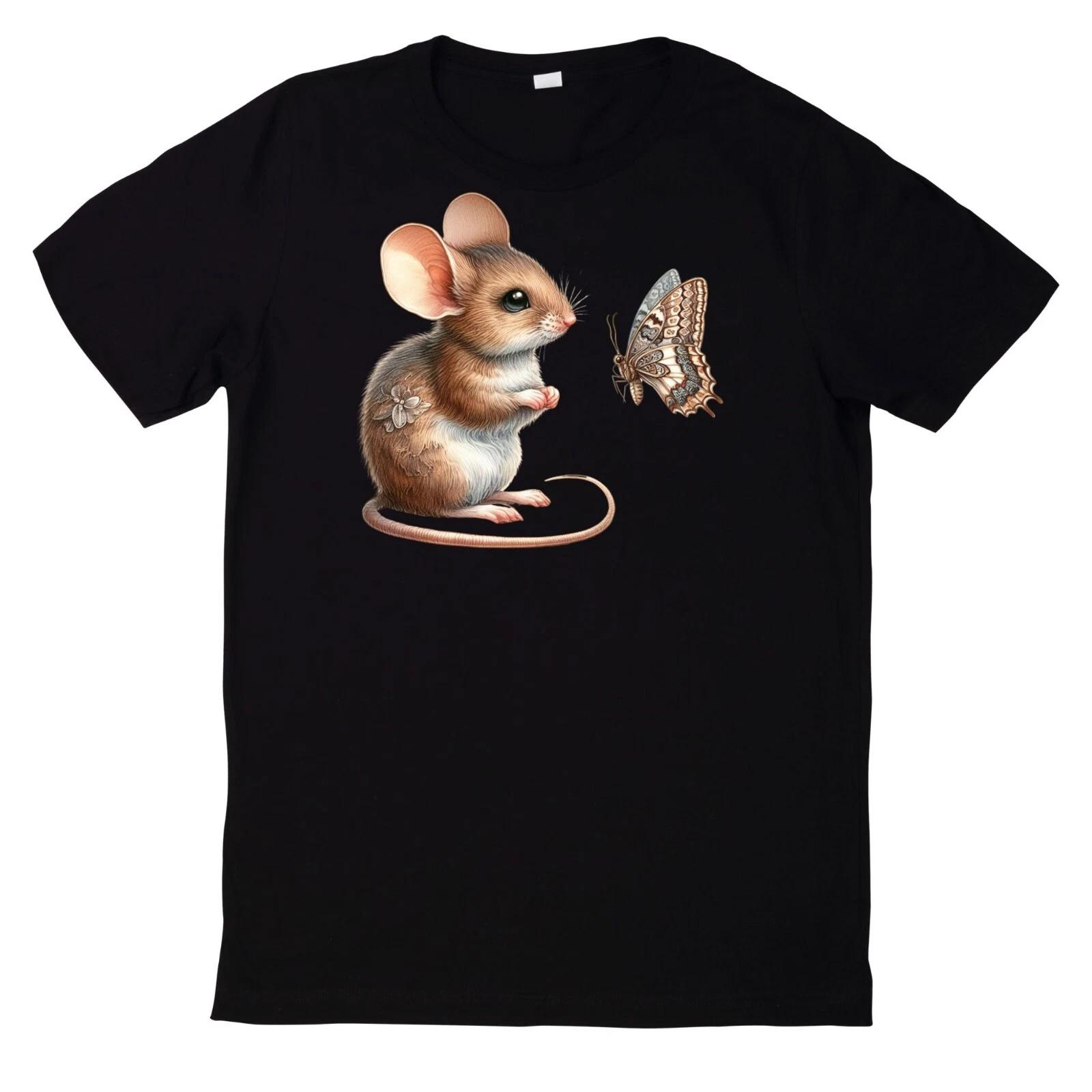 T-Shirt Maus und Schmetterling Motiv L