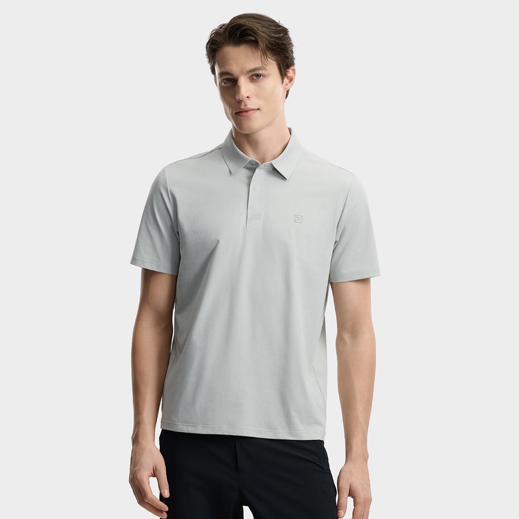 FILA F.C. Classic Minimalist Basic Casual Light Business Versatile Comfortable Knitted Short Sleeve Polo Shirt Men tops Storm-Gray F11M621103FGY