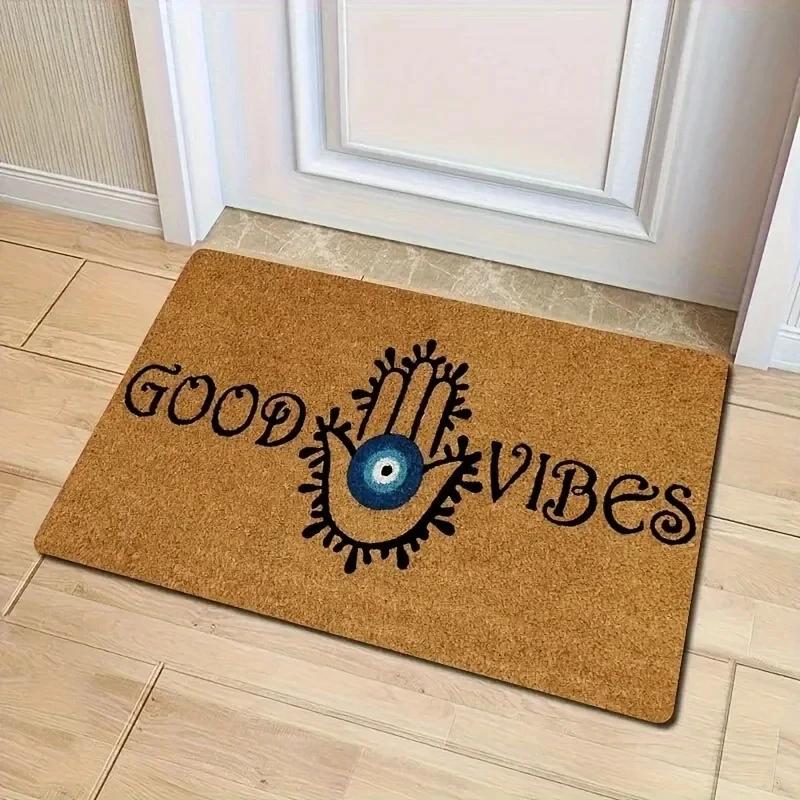Evil Eye Welcome Door Mat Anti Slip and Anti Fouling Polyester Entrance Carpet Suitable for Indoor and Outdoor Decorative Rugs