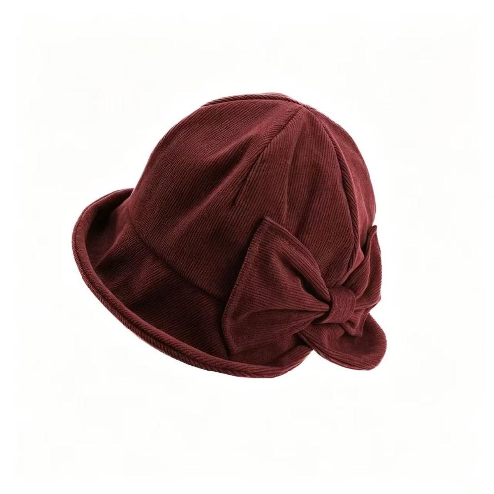 Slit Front Vintage Bucket Hat Cold Resistant Bow Bucket Hat Women's Bucket Hat  Outdoor Wear