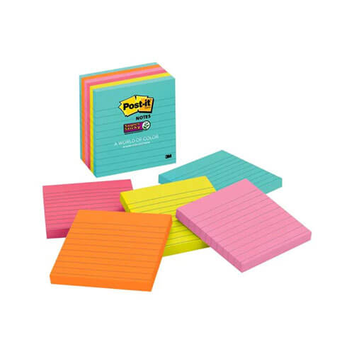 Post-It Lined Super Sticky Notes 6pk (Miami)
