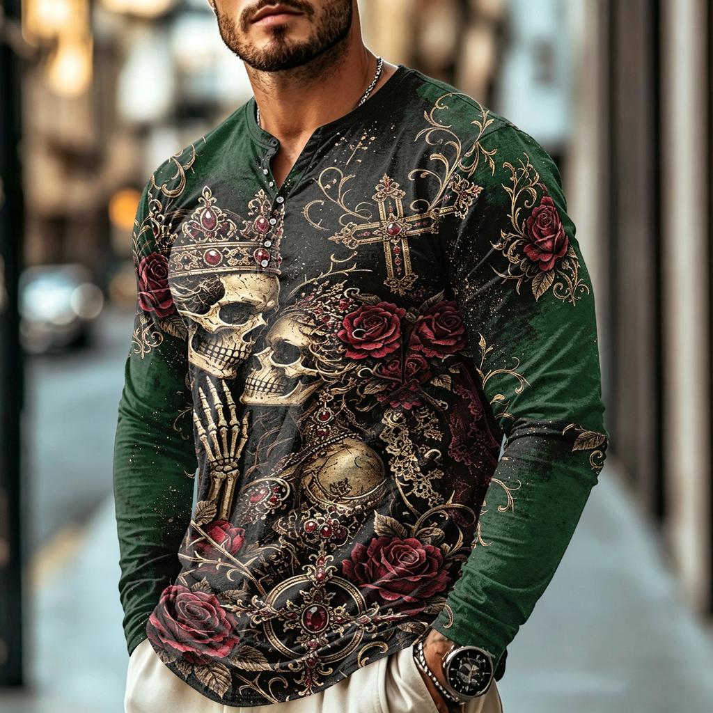 Men's Long Sleeve Shirt - Casual Vintage for Everyday Wear