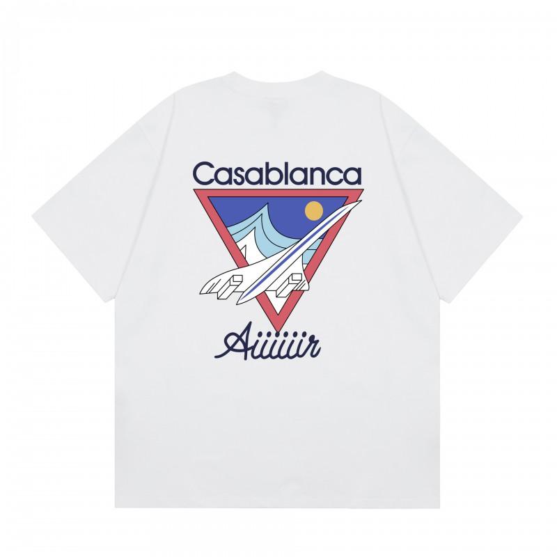 Casablanca Streetwear T-Shirt Men Women Loose Fit Short Sleeve Casual Tee High Street Style