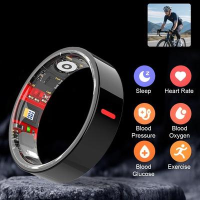 Smart Ring Monitors Heart Rate, Blood Oxygen, Blood Pressure, Blood Sugar, Sleep, HRV Health, Step Counting, Dad's Gift, Valentine's Day Gift