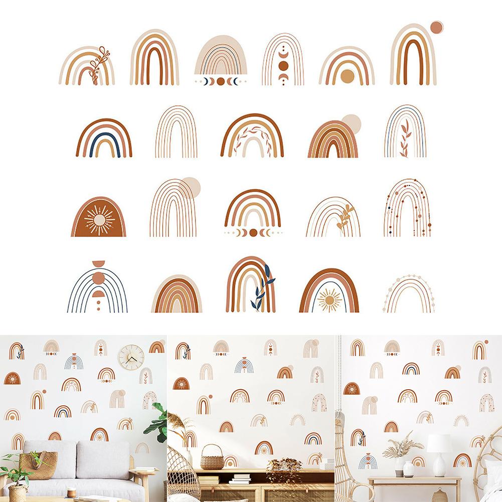 Wall Sticker 21Pcs Removable Stickers Rainbow Clouds PVC 76*58cm Size After Splicing Home Decoration For Bedroom Bathroom