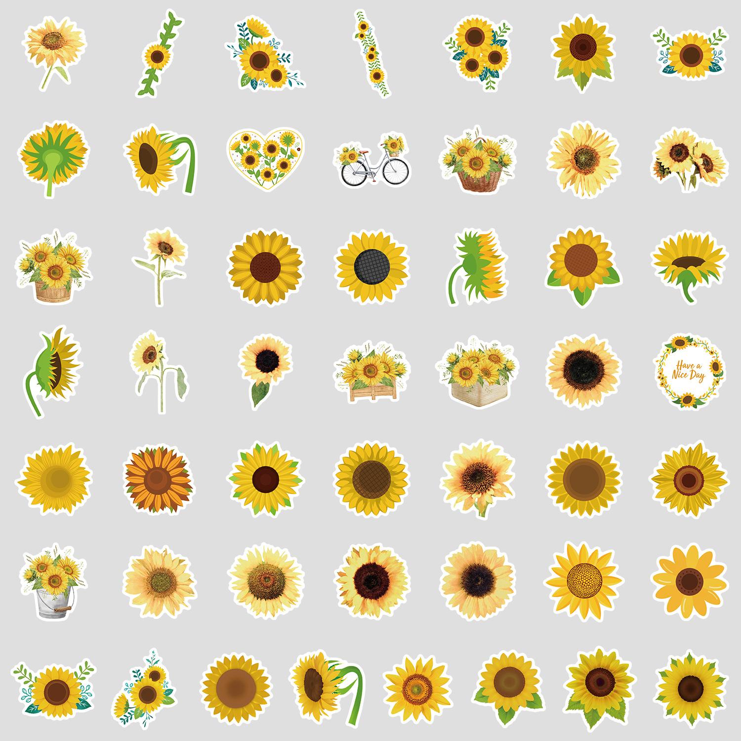 

50 Наклеек Граффити с Подсолнухами Чемодан Автомобиль Ноутбук Холодильник Стакан для воды Водонепроницаемые Декоративные Наклейки