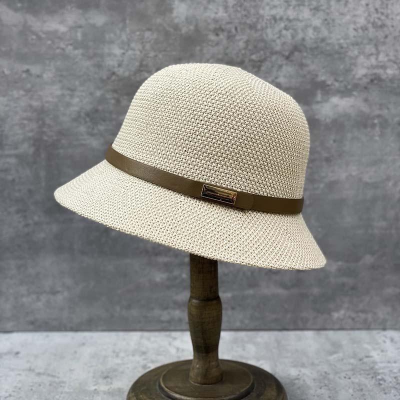 Japanese Woven Fabric Belt Dome Casual Retro Bucket Hat Travel Shade Breathable Basin Hat Summer Hat