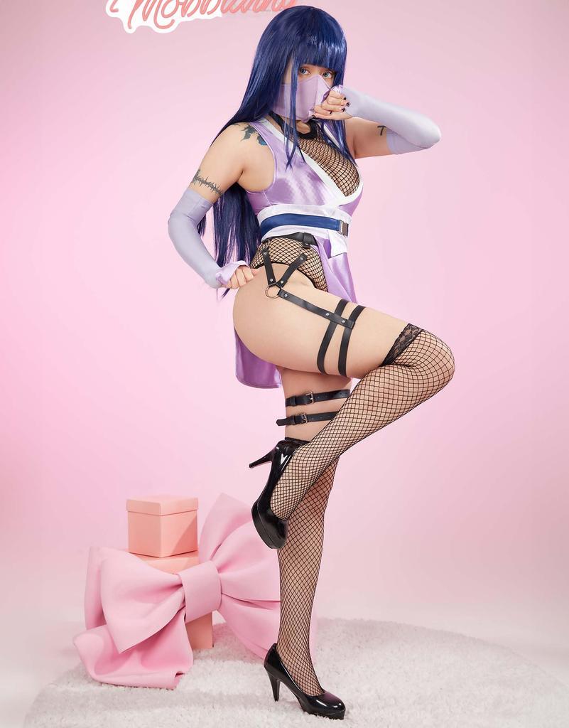 Mobbunny Beautiful Cosplay Gentle Fist Master Fighting Fishnet Open Costume Purple Women's Costume, Anime/Game, Style, Leotard, Bodysuit, Underwear,