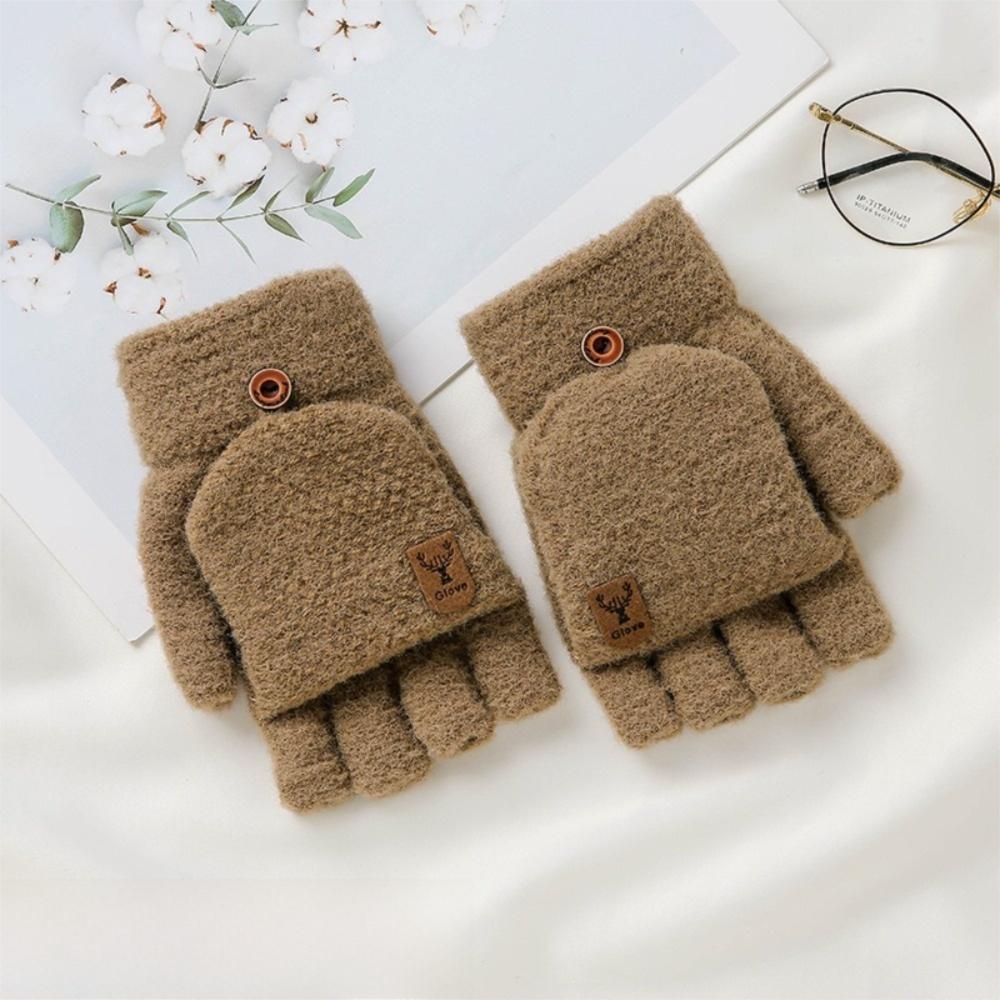 Warm Winter Knitted Gloves Thickened Writing Mittens Fashion Half Finger Mittens  for Men
