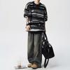 European Plus Size Mink Velvet Striped Knit Men's Sweater - Soft, Fluffy, Trendy for Autumn/Winter
