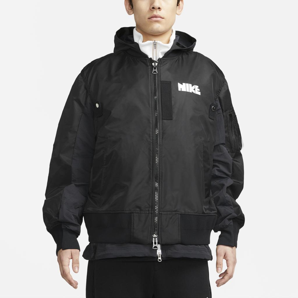 Nike x sacai Double Layer Contrasting Hooded Jacket Asia Sizing 'Black' Men's CZ4697-010