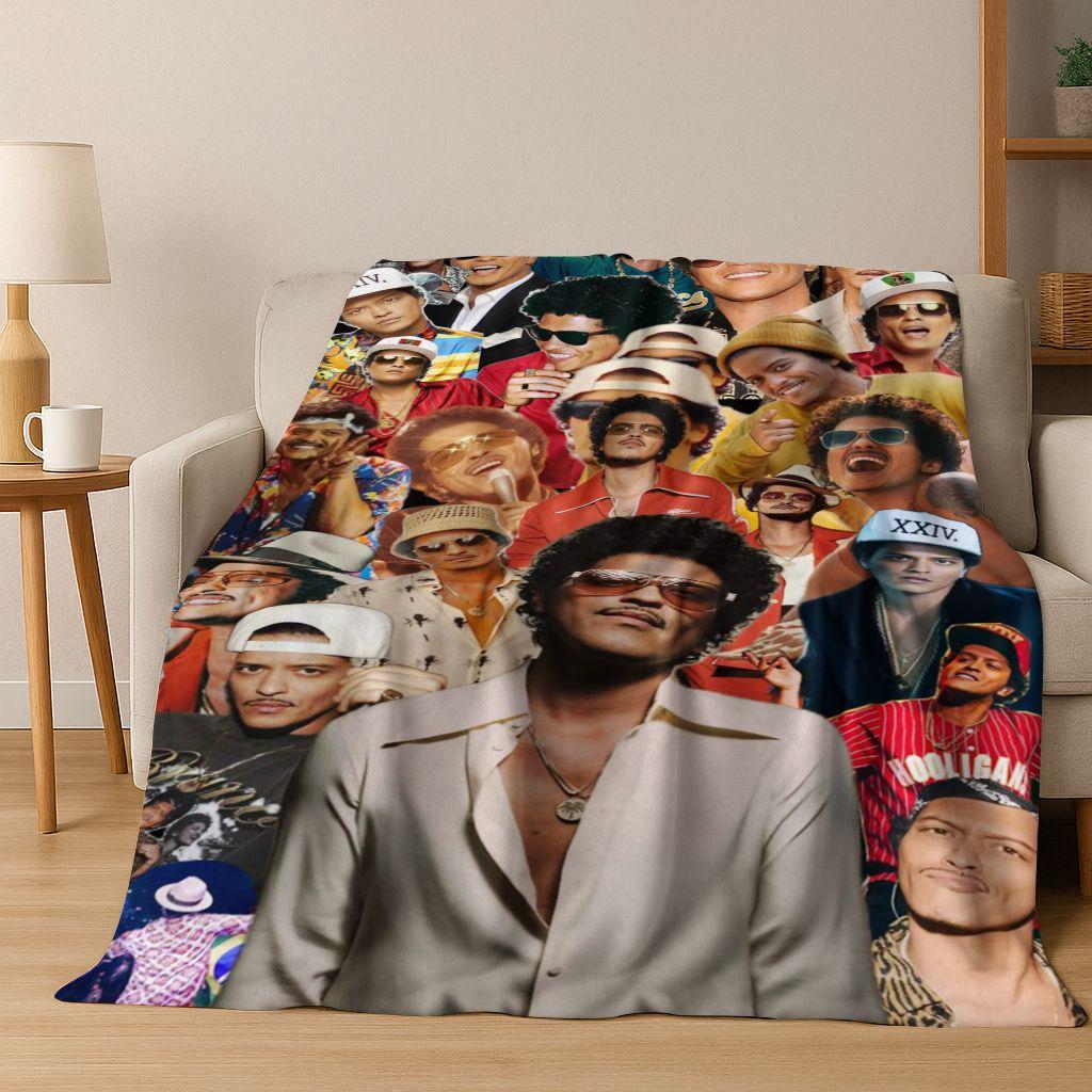 3D Bruno Mars Superstar Flanelldecke, kuschelweiche Überwurfdecke für Zuhause, Schlafzimmer, Bett, Sofa, Picknick, Büro, Geschenk für Kinder