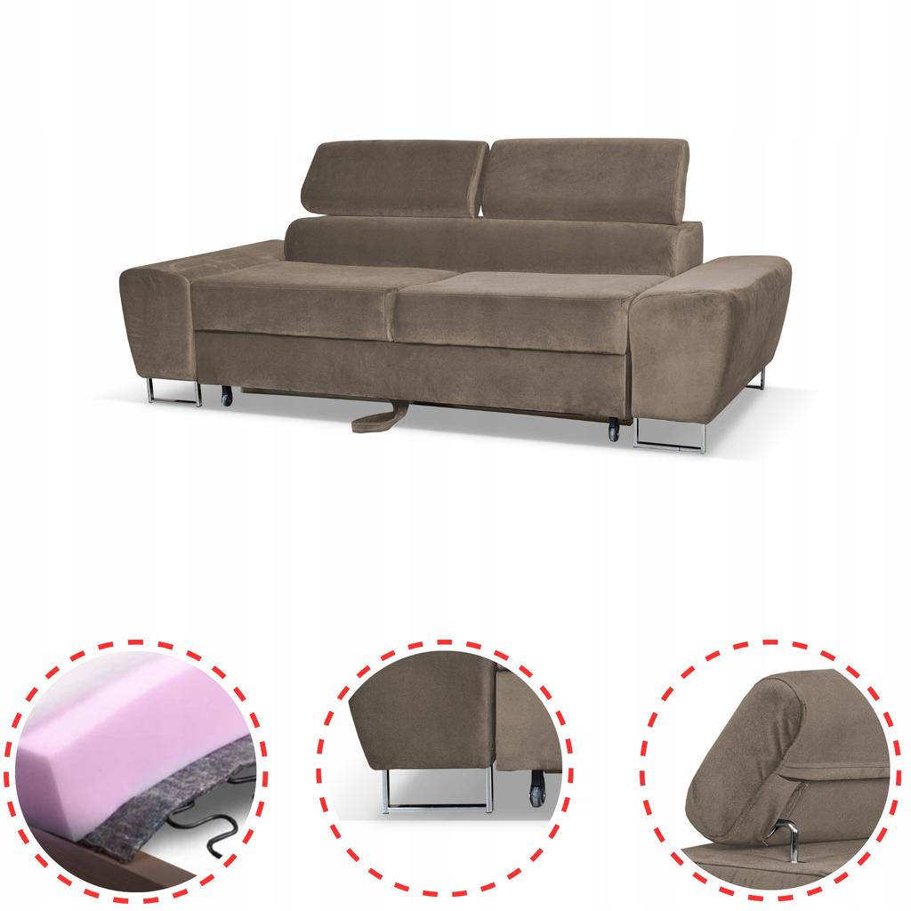 Sofa Couch Bosso Living Room Family Furniture Brown Velvet Reg Headrest