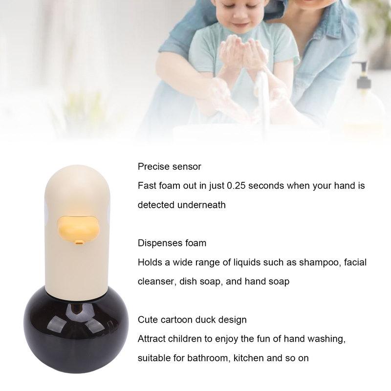 1 ks Automatický pěnový dávkovač mýdla Roztomilá kreslená kachnička Dobíjecí bezdotykový dávkovač mýdla na ruce se senzorem pro koupelnu