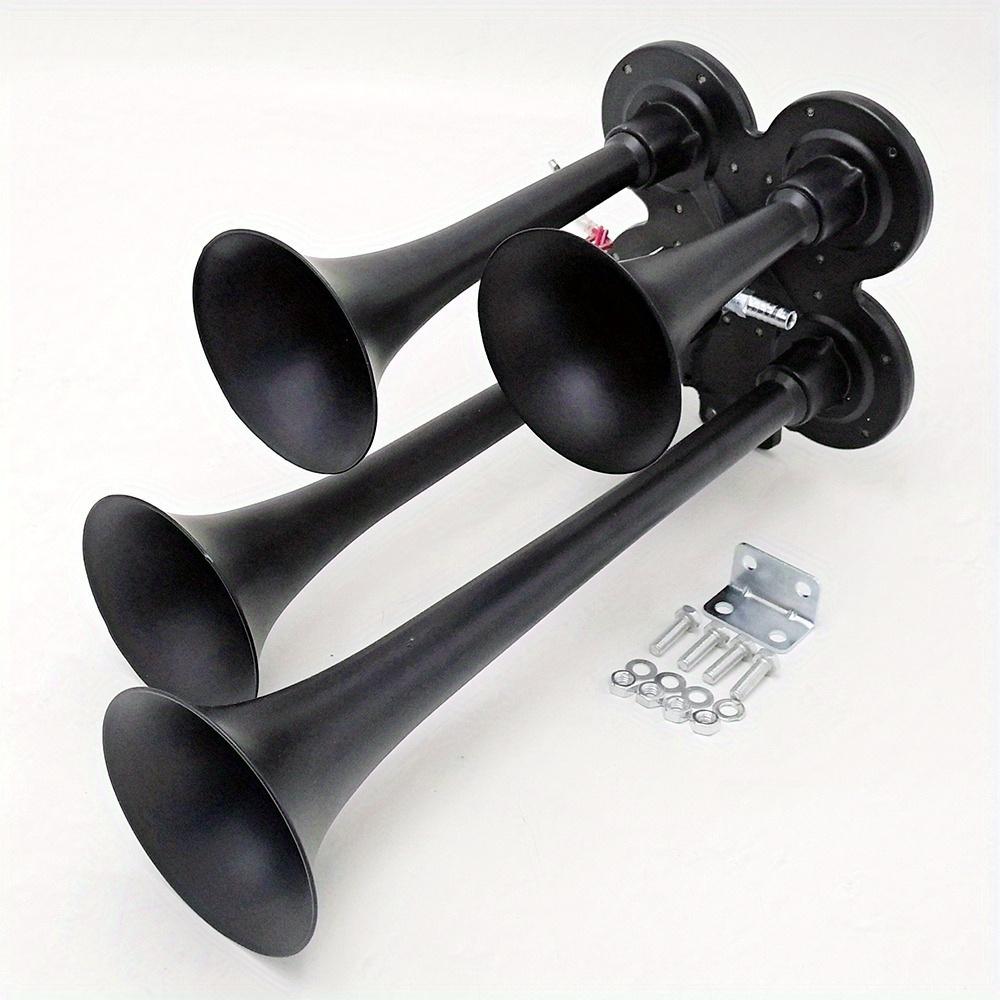 135dB 4-Trumpet Train Air Horn Kit - Loud 12V/24V Horn for Trucks, Pickup, Ford, Chevy, and Ram чёрный