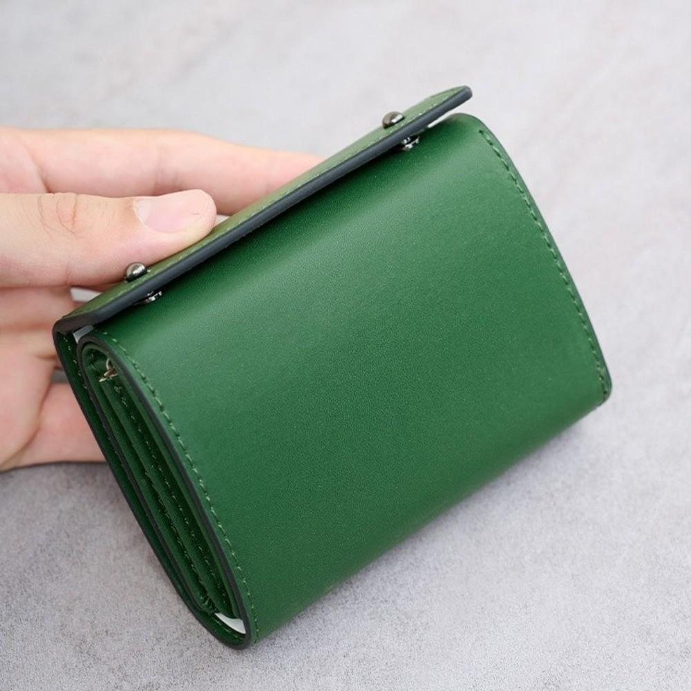 PU Leather Tri-fold Card Holder Ultra-Thin Design Coin Purse  Anti-theft Swiping