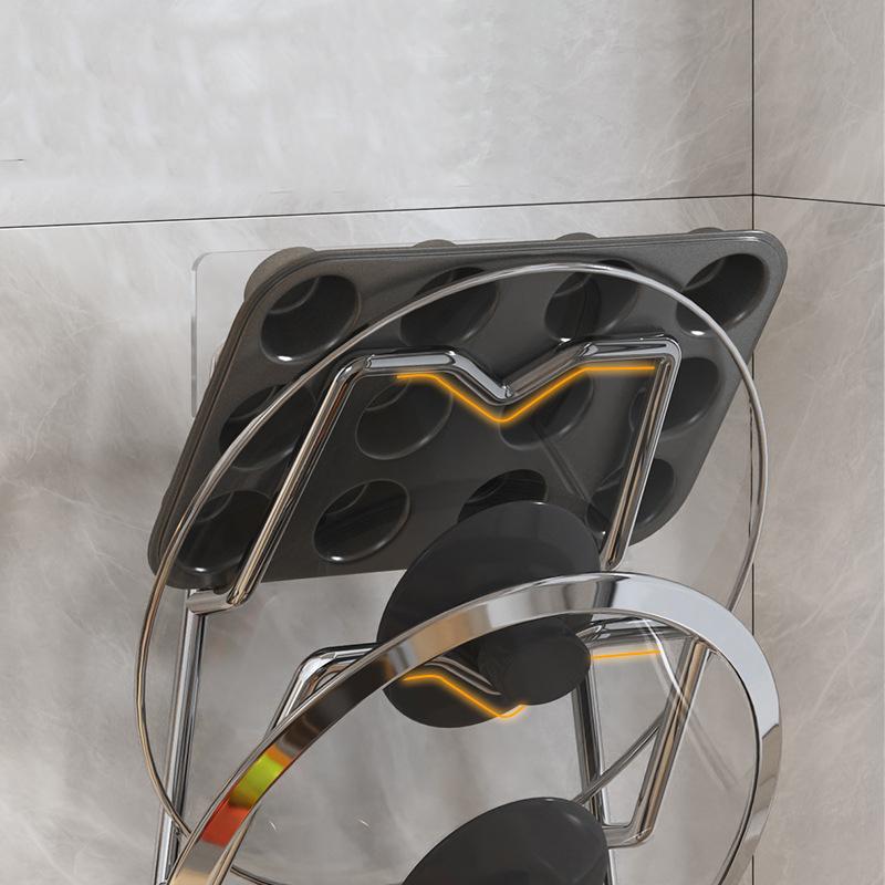 Küchen-Organizer-Regal Wandmontage Topfdeckel-Racks 2/3 Schichten Topfdeckel Metall Rostfrei Multifunktionsregal Topfdeckel-Aufbewahrungsregal