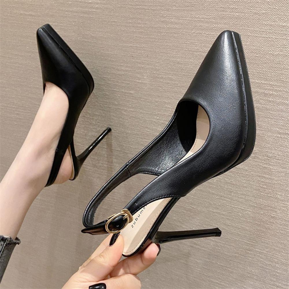 Fashion Women's Sandals Baotou Back Hollow High Heels 2025 New Pointed Thin Heels Single Shoes Women's Simple and Elegant Sandals